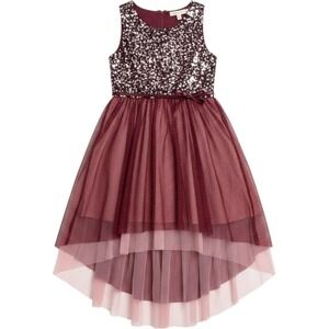 My Michelle Girls 16 Burgundy Sequin High Low Formal Dress NWT 8762ZP1G Party